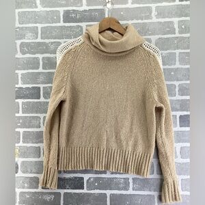 Sundance tan and white crochet detail turtleneck sweater size medium